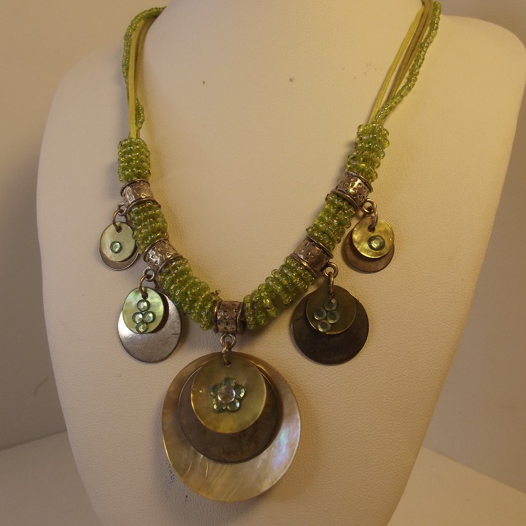 Natural Shell Disc Multi Strand Necklace